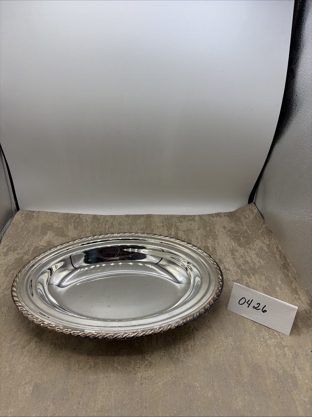 Vintage Silver Plated Oval Serving Tray/ Bowl Rope Design 12”
